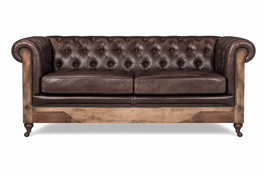 DKD Home Decor Sofá de Piel y Mango con Ruedas