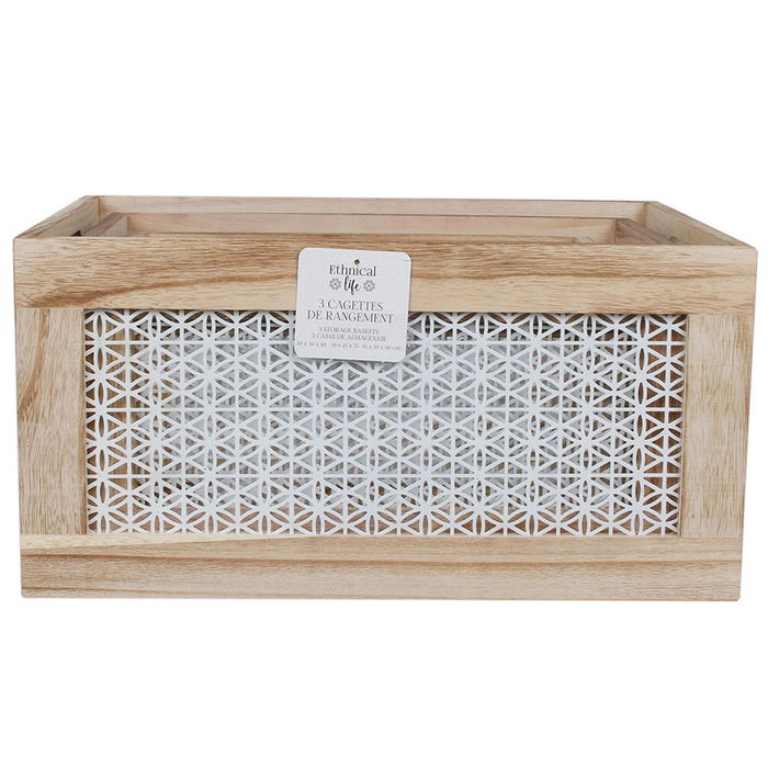 Home Deco Factory Juego de 3 Cajas Almacenar Ethnical Life Grande 30x40 cm Mediana 25x35 cm Pequeña 20x30 cm