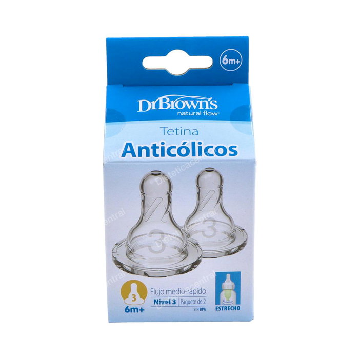 Dr. Brown's Tetina Options Biberón, Estrecha Silicone Redonda Nivel 3 Flujo +6 Meses, 2 Unidades Dr. Brown's Tetina Options Biberón, Estrecha Silicone Redonda Nivel 3 Flujo +6 Meses, 2 Unidades