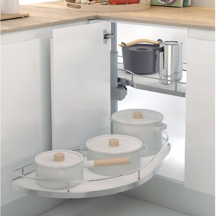 MENAGE CONFORT Bandeja Deslizante Dolphin-I para Módulo de Cocina 500mm con Acabado Cromo/Blanco Mano Izquierda
