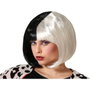Peluca Bob Corta Bicolor Blanco y Negro para Disfraces y Looks - 120 gr