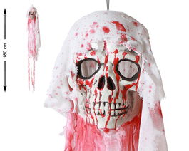 Calavera Colgante Manchada De Sangre Con Gasa Blanca 180 cm Decoración Halloween