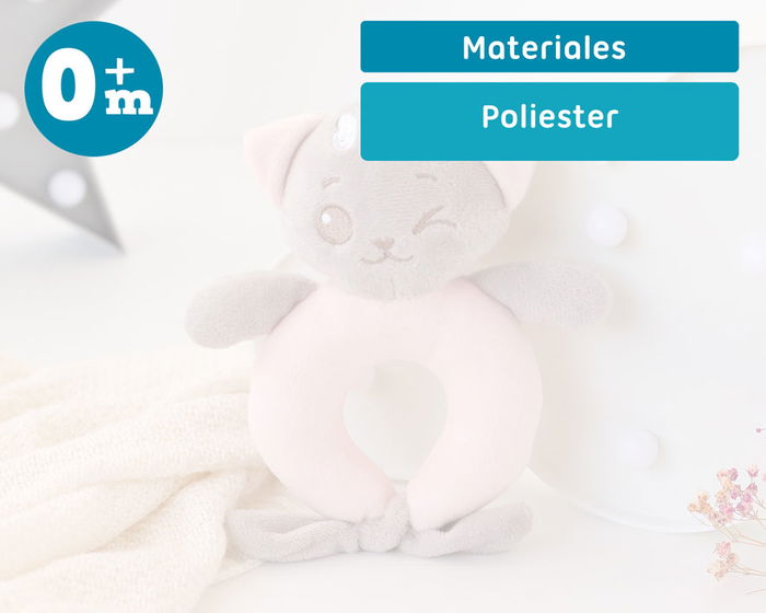 KioKids Dolci Amici Sonajero Peluche Gatito Rosa +3 meses