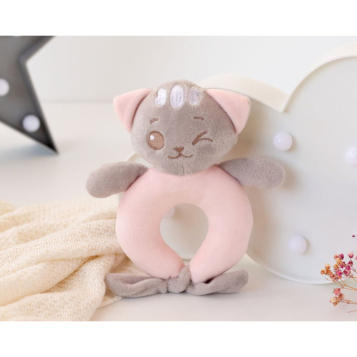 KioKids Dolci Amici Sonajero Peluche Gatito Rosa