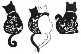 DKD Home Decor Decoración de Pared de Metal Gato Negro