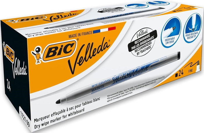 Bic Velleda Rotulador para Pizarra Negro Punta Redonda 2,8 mm