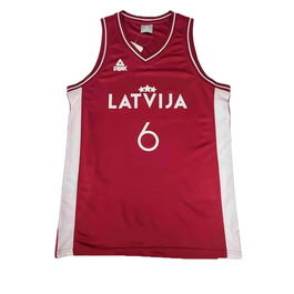 Camiseta de baloncesto Peak Latvija 6 - Porzingis Blanco Marrón