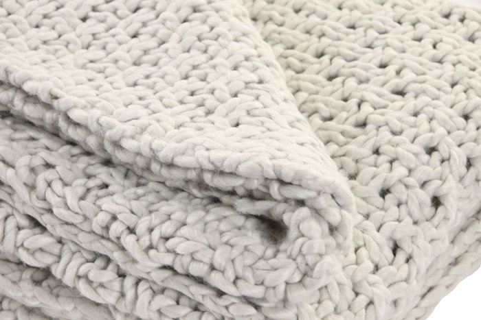 DKD Home Decor Manta de Punto para Sofá Gris Claro 130x170 cm