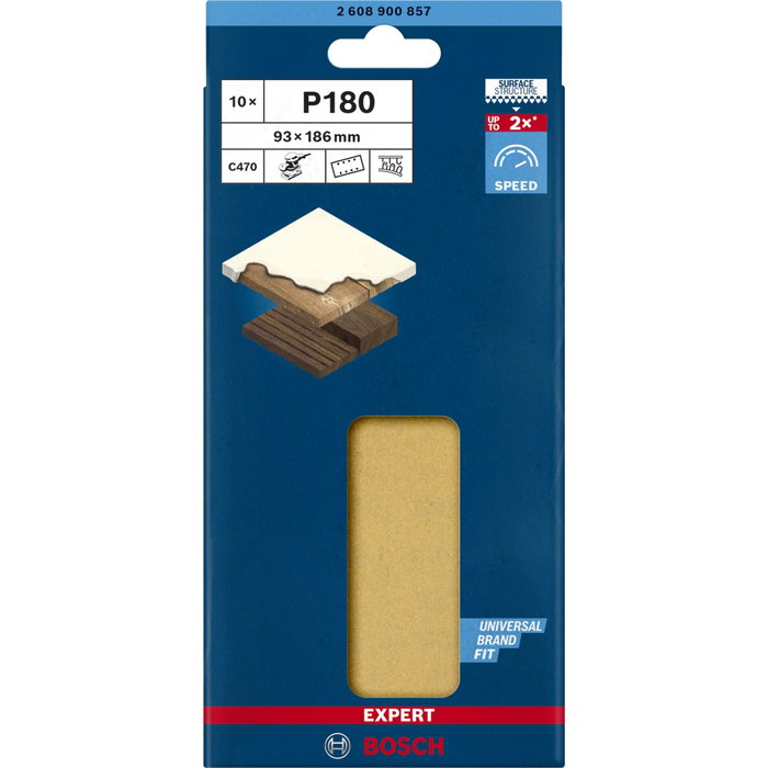 Bosch EXPERT C470 Papel de Lija 93 x 186 mm K180, 10 unidades