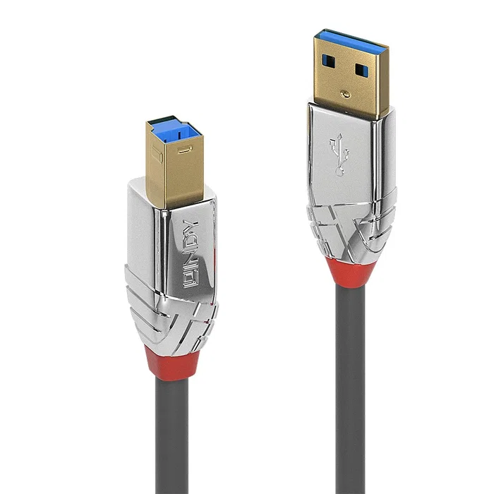 Lindy Cable USB 3.2 Gen 1 Type A a B Cromo Line, 3m, Gris Lindy Cable USB 3.2 Gen 1 Type A a B Cromo Line, 3m, Gris
