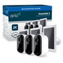 Arlo Essential 3+ Sistema de cámaras de seguridad 2K con 3 paneles solares