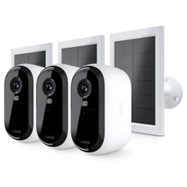 Arlo Essential 3 - Kit de 3 Cámaras 2K con 3 Paneles Solares para Exteriores