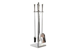 DKD Home Decor Set de Chimenea de 4 Piezas en Inox y Aluminio Niquelado