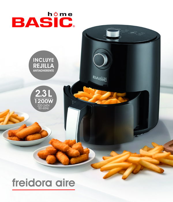Basic Home Freidora de Aire 2.3L Manual 1200W | Ancho 27 cm x Alto 31 cm x Largo 26 cm (2 Unidades)