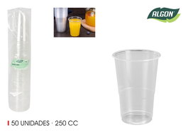 Algon Set de 50 Vasos Transparentes 250 cc - Dimensiones: 8.5 cm de ancho x 32.6 cm de alto x 8.1 cm de largo (18 Unidades)