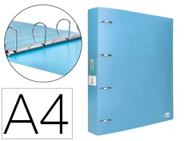 Liderpapel Carpeta 4 Anillas 40 mm Polipropileno Din A4 Celeste Opaco