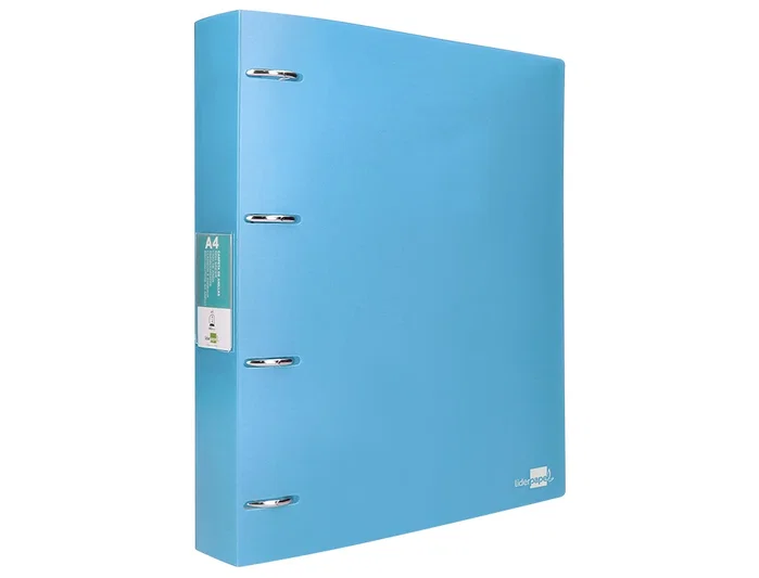 Liderpapel Carpeta 4 Anillas 40 mm Polipropileno Din A4 Celeste Opaco