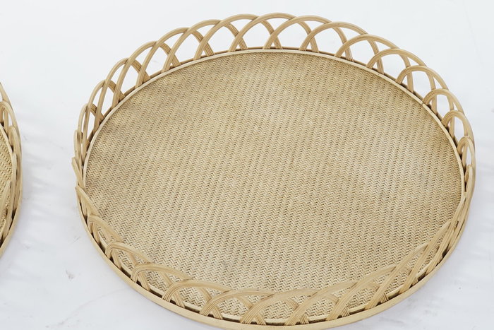 DKD Home Decor Set de Centro de Mesa de 3 Piezas de Bambú Marrón Natural 58x58x9 cm