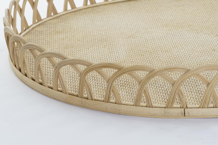 DKD Home Decor Set de Centro de Mesa de 3 Piezas de Bambú Marrón Natural 58x58x9 cm
