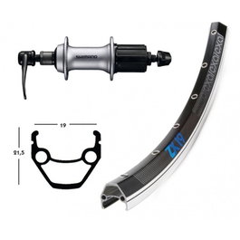 Winora Rueda Trasera Exal ZX 19 26x1.75 36 Agujeros Cierre Rápido Shimano Acera T3000 8V Aluminio Negro/Plata
