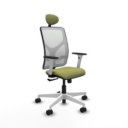 PIQUERAS Y CRESPO Silla de oficina Motilla con mecanismo Sincro, Verde oliva y Blanco