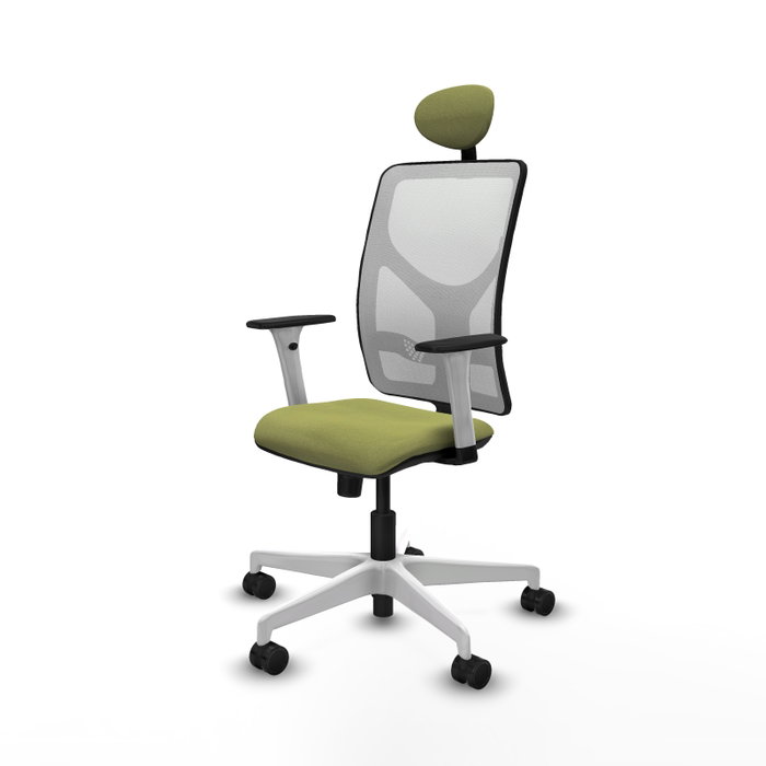 PIQUERAS Y CRESPO Silla de oficina Motilla con mecanismo Sincro, Verde oliva y Blanco