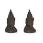 DKD Home Decor Set de 2 Sujetalibros de Resina Buda Marrón Oscuro