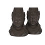DKD Home Decor Set de 2 Sujetalibros de Resina Buda Marrón Oscuro