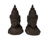 DKD Home Decor Sujetalibros Oriental Buda Resina Marron Oscuro 11 x 28 x 15 cm Set de 2