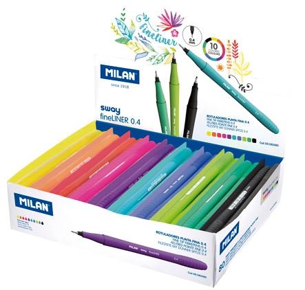Milan Rotuladores Sway Fineliner Punta 0,4 mm Caja Expositora 80 Ud C-Surtidos Milan Rotuladores Sway Fineliner Punta 0,4 mm Caja Expositora 80 Ud C-Surtidos