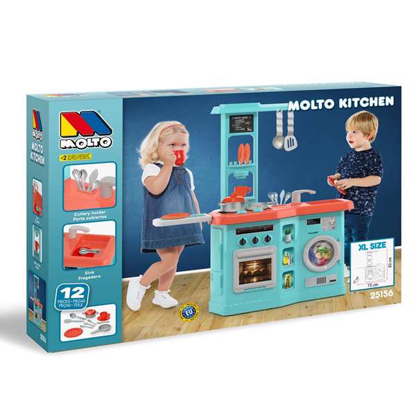 Molto Cocina con Planchador Azul Juguete Infantil con 12 Accesorios y Luces, Edad Mínima 3 Años, 82x56x28 cm Molto Cocina con Planchador Azul Juguete Infantil con 12 Accesorios y Luces, Edad Mínima 3 Años, 82x56x28 cm
