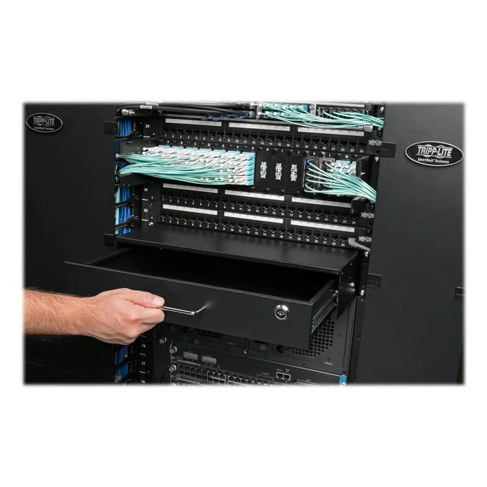 Tripp Lite SRDRAWER2U Cajón para Rack 2U con Cerradura, Almacenamiento Montaje en Rack, Acero, Negro