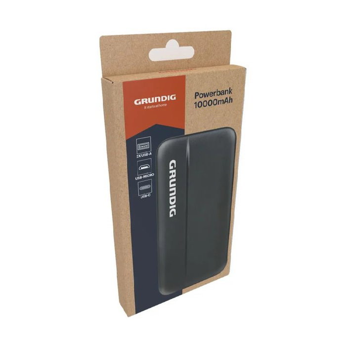 GRUNDIG POWERBANK 10000MAH CON DOBLE USB Y TIPO C - Batería Portátil Recargable