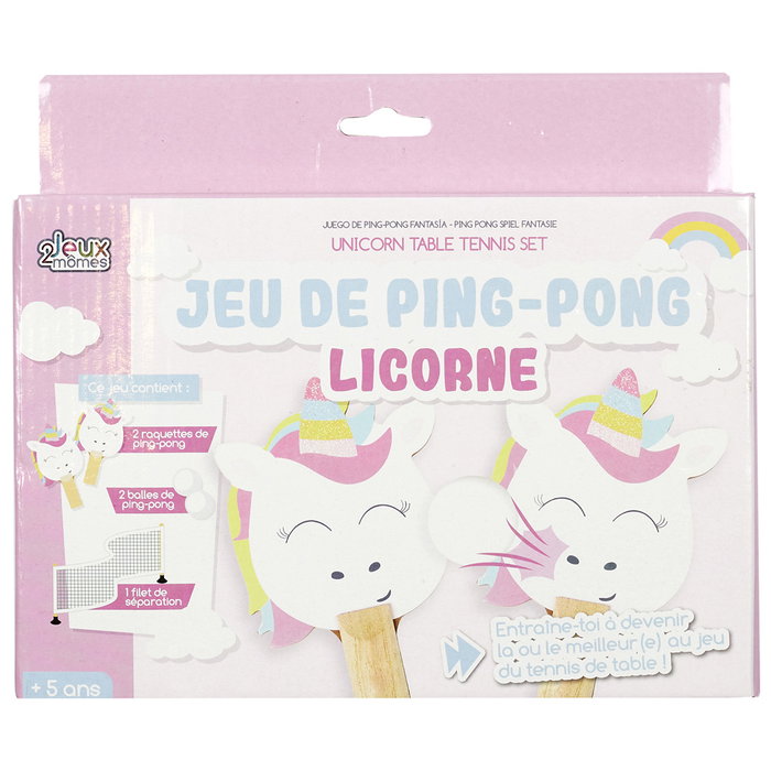 Jeux 2 momes Juego de Ping-Pong Unicornio con 2 Palas, 2 Pelotas y Red para Niños Mayores de 5 Años