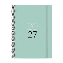MIQUELRIUS Agenda Anual 2027 Basic Calm Espiral Tapa Extra con Goma Plus Aqua 155x213 mm