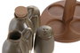 DKD Home Decor Set de Aceitera y Vinagrera Liangfeng 26 en Gres y Acacia Verde