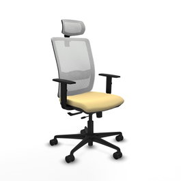 PIQUERAS Y CRESPO Silla de oficina Haches con mecanismo Sincro/Traslack, Crema y Blanco