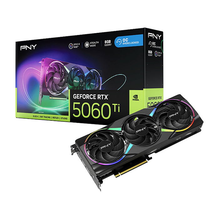 PNY GeForce RTX 5060 Ti 8GB GDDR7 Triple Fan OC ARGB Tarjeta Gráfica