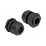 DeLOCK Prensaestopas PG16 para dos cables redondos, Negro, 2 piezas