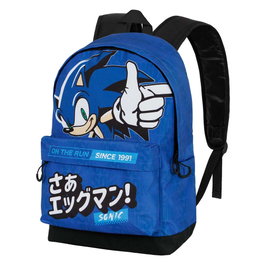 Sonic The Hedgehog Mochila Urbana Ligera HS FAN 2.0 On the Run Sonic The Hedgehog Azul con Correas Acolchadas, Bolsillo Dispositivos y Cinta Adaptable a Trolley