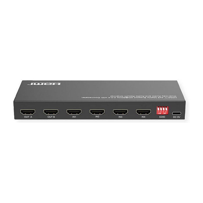 VALUE Matrix Switch HDMI 4K 4x2 con Mando a Distancia, Resolución 3840 x 2160, 4 Entradas 2 Salidas, Soportes DTS, DTS-HD, Dolby Digital/Dolby TrueHD