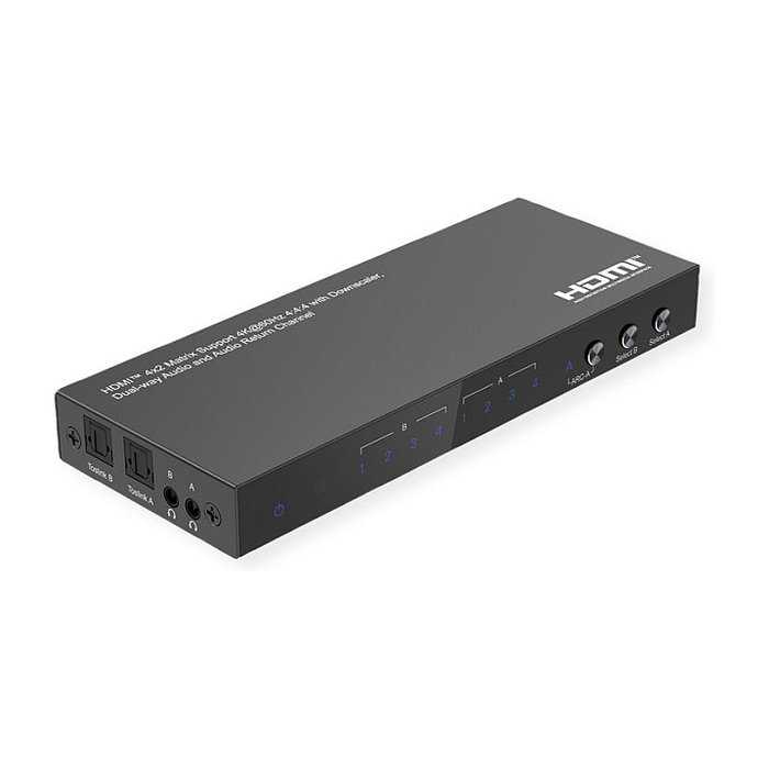 VALUE Matrix Switch HDMI 4K 4x2 con Mando a Distancia, Resolución 3840 x 2160, 4 Entradas 2 Salidas, Soportes DTS, DTS-HD, Dolby Digital/Dolby TrueHD