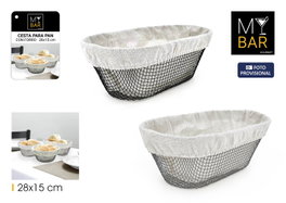 Inde My Bar Cesta para Pan de Metal Ovalada con Forro (12 Unidades)