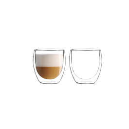 DKD Home Decor Set de 2 Tazas de Cristal de Doble Pared 250ml