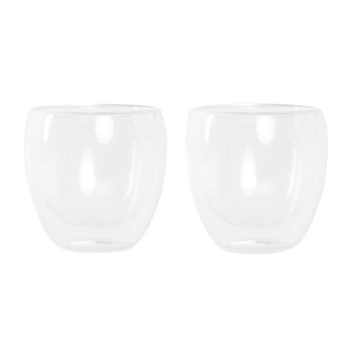 DKD Home Decor Set de 2 Tazas de Cristal de Doble Pared 250ml