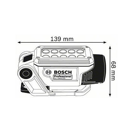 Bosch GLI DeciLED Professional Lámpara de Trabajo LED Recargable 350 lx, 200°, Batería de Ión de Litio, 400 g, Azul y Gris