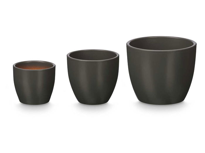 Ibergarden Set 3 Macetas Abombada 14 cm, 17 cm, 22 cm Antracita Mate