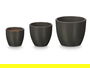 Ibergarden Set 3 Macetas Abombada 14 cm, 17 cm, 22 cm Antracita Mate