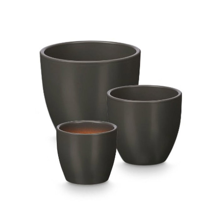Ibergarden Set de 3 Macetas Abombadas Antracita Mate