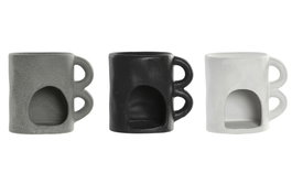 DKD Home Decor Quemador de Cerámica Orgánico con Asas Surtido de 3 Colores